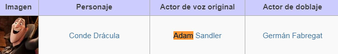 Adam Sandler es la voz del Conde Dracula